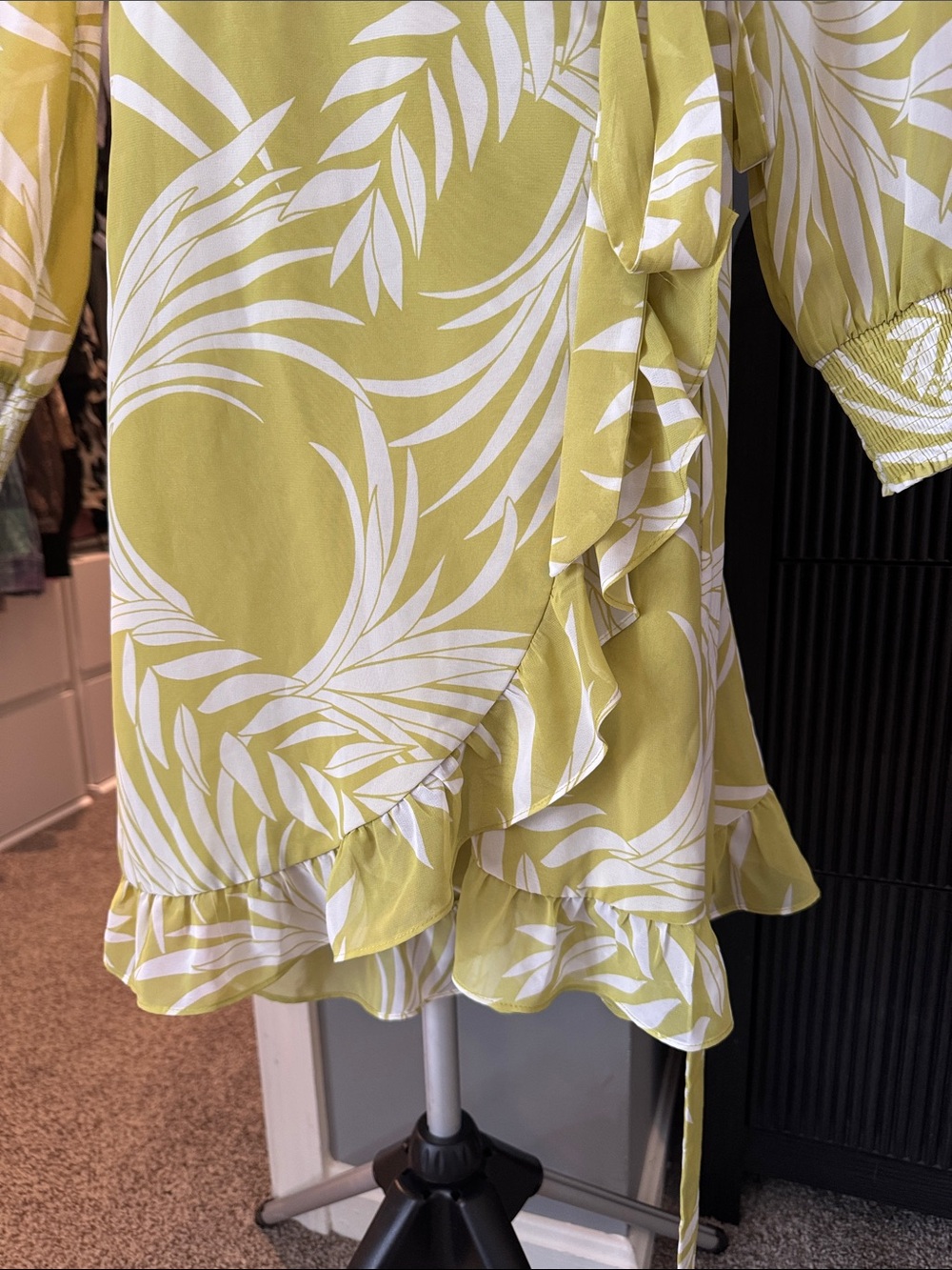Bar III Lime Green and White Wrap Mini Dress - Picture 5 of 7